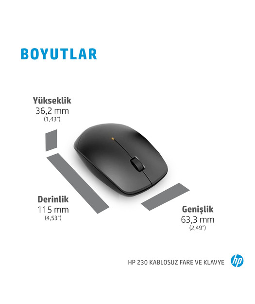 HP 18H24AA Kablosuz Klavye-Mouse Set 230 - Siyah