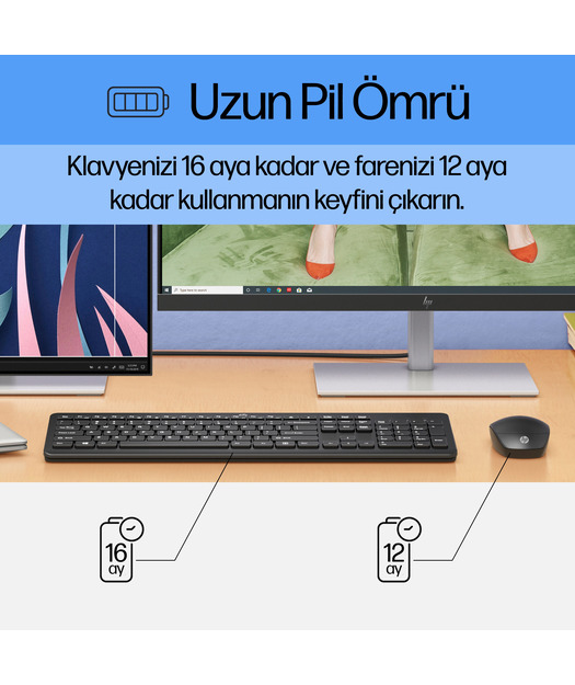 HP 18H24AA Kablosuz Klavye-Mouse Set 230 - Siyah