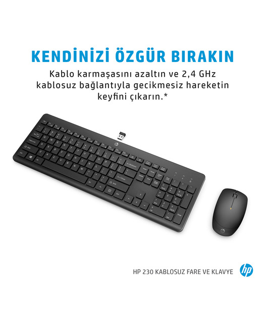 HP 18H24AA Kablosuz Klavye-Mouse Set 230 - Siyah