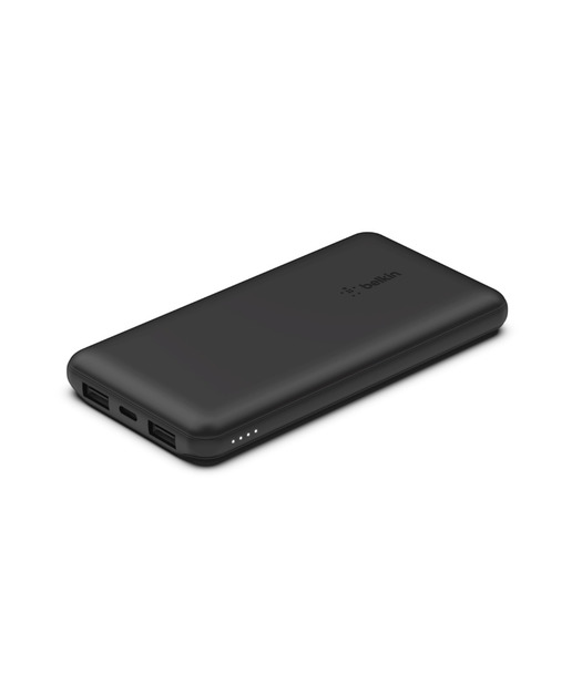 Belkin 10K Power Bank + USB-C 15W, Çift USB-A, 15cm USB-A - C Kablo, Siyah