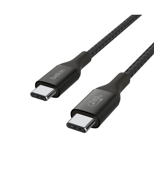 Belkin CAB015 BoostCharge Örgülü USB-C' den USB-C'ye 240W 1m Kablo - Siyah