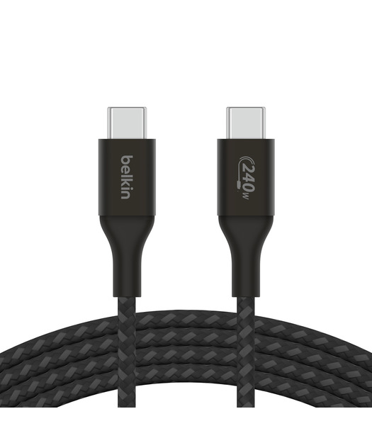 Belkin CAB015 BoostCharge Örgülü USB-C' den USB-C'ye 240W 1m Kablo - Siyah