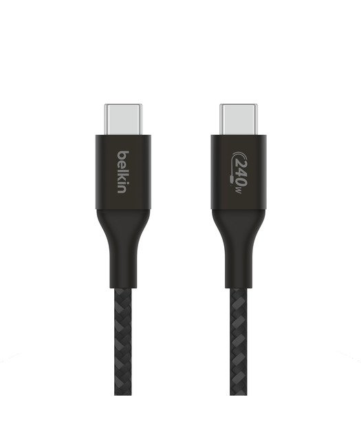 Belkin CAB015 BoostCharge Örgülü USB-C' den USB-C'ye 240W 1m Kablo - Siyah