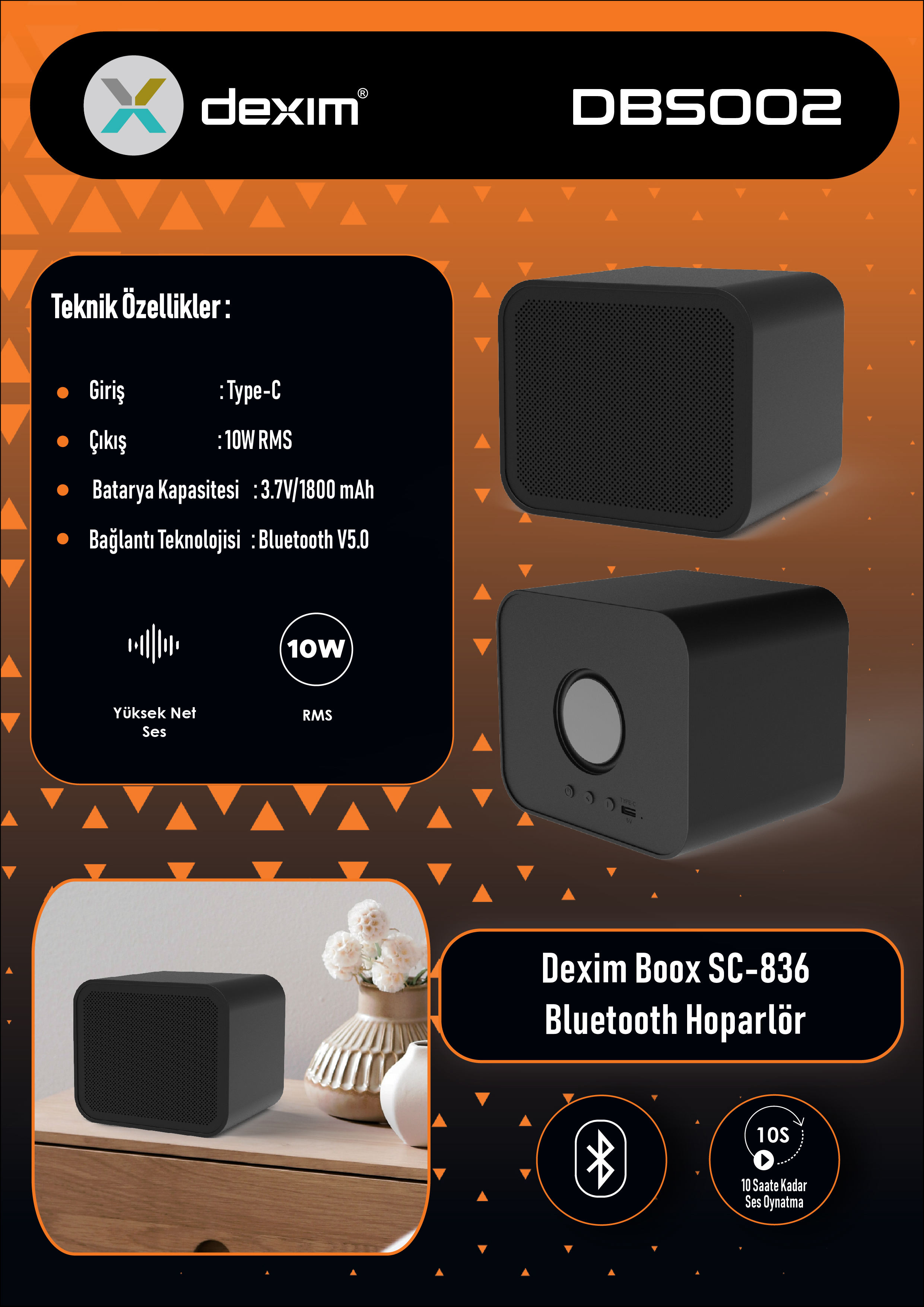 Dexim Boox SC-836  Bluetooth Hoparlör Kare
