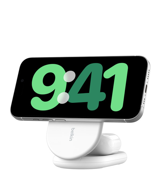 Belkin WIZ028 BoostCharge Pro Qi2 15W 2'si 1 arada Manyetik Katlanabilir Kablosuz Şarj Cihazı - Beyaz