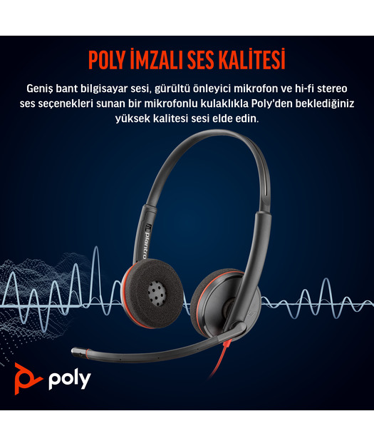 Poly BW 3220 Stereo USB-C HS +USB-C/A