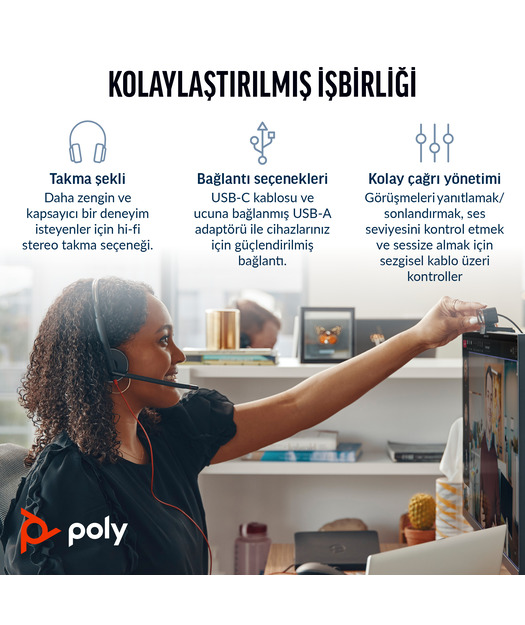 Poly BW 3220 Stereo USB-C HS +USB-C/A