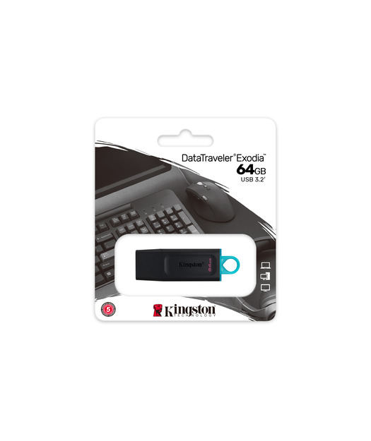 Kingston 64GB USB 3.2 Exodia DataTraveler Exodia (Black + Teal)