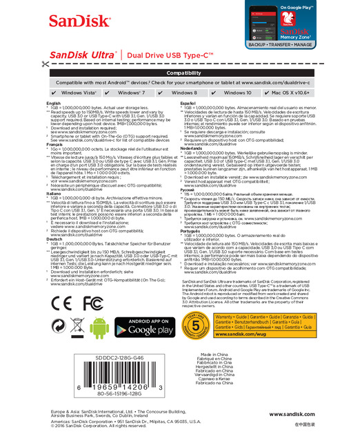 SanDisk SanDisk Ultra® Dual Drive USB Type-CTM, Flash Drive 128GB