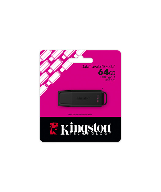 Kingston 64GB Portable USB 3.2 Gen 1 DataTraveler Exodia Black