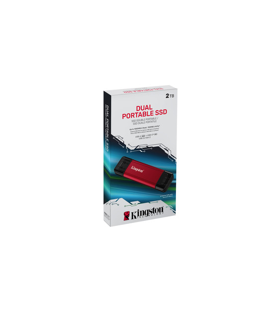 2TB Dual USB-A/C Portable SSD, Up to 1050MB/s USB 3.2 Gen 2